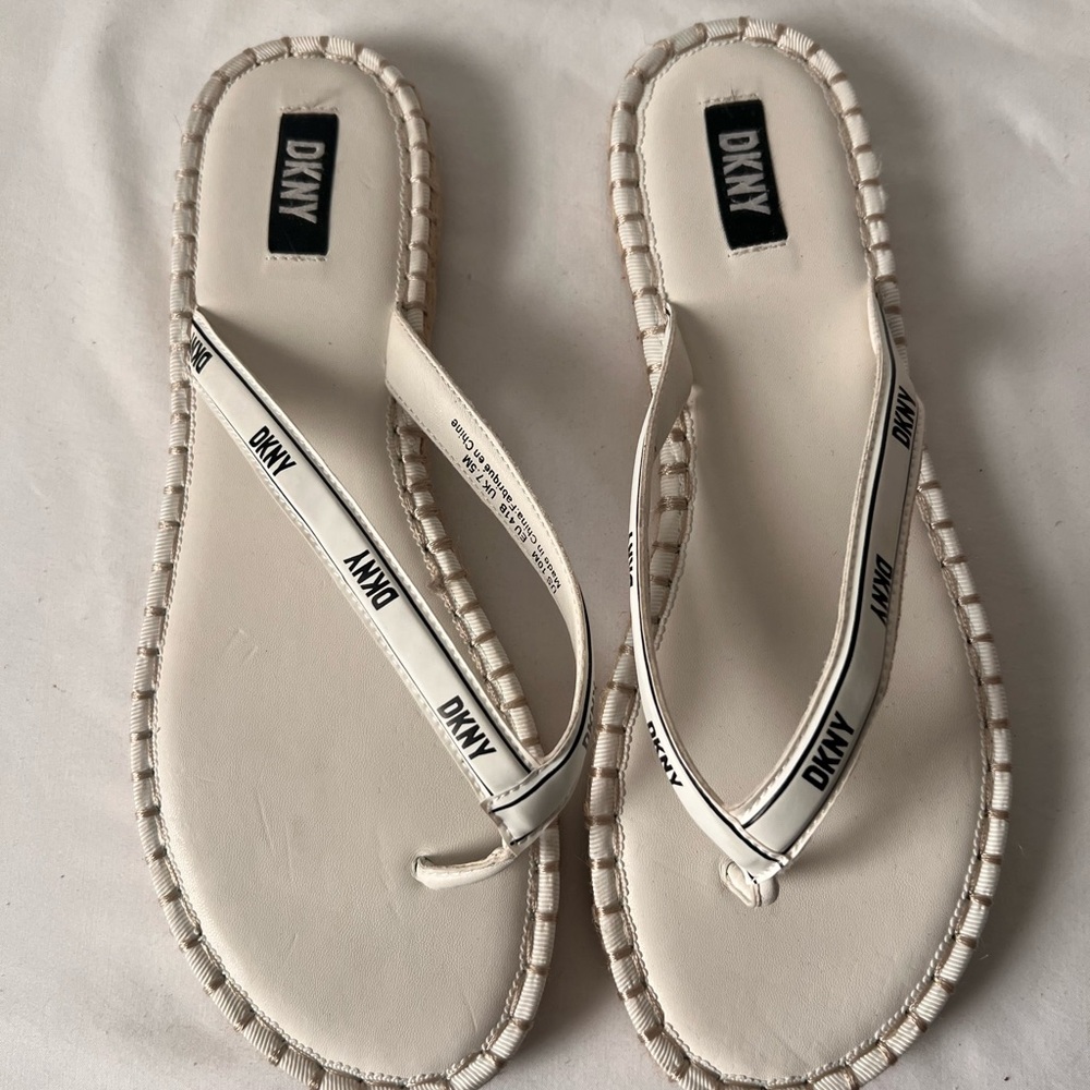DKNY Women’s White Summer Sandals with Straps, 10M (US) Excellent Condition